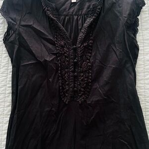 Converse Black Ruffled Cap Sleeve Blouse